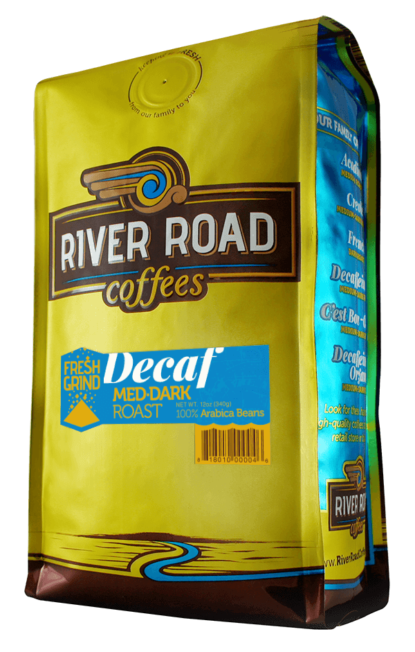 gold back of decaffeinated coffee beans